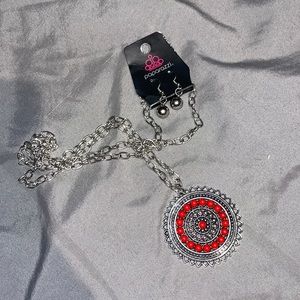 Paparazzi low hang medallion necklace with earrings